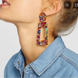 Acrylic Vibrant Multicolor Drop Earrings